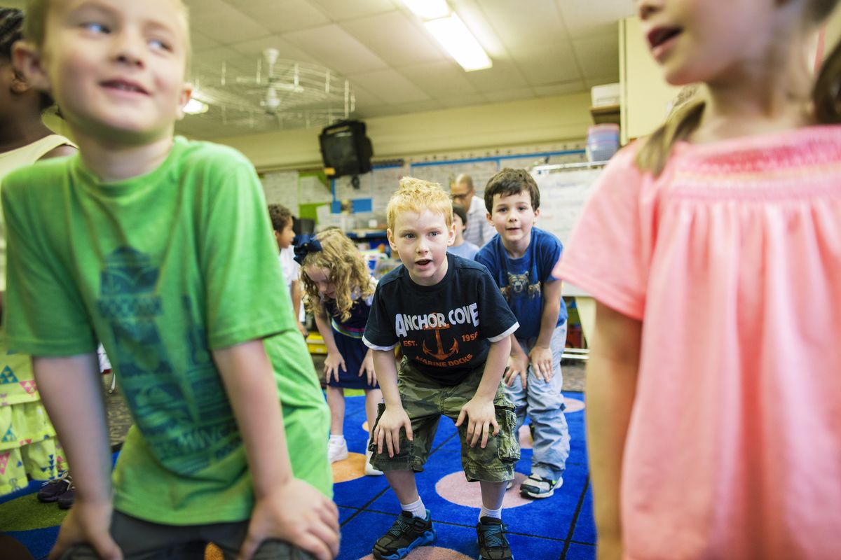 Kids playing in classroom